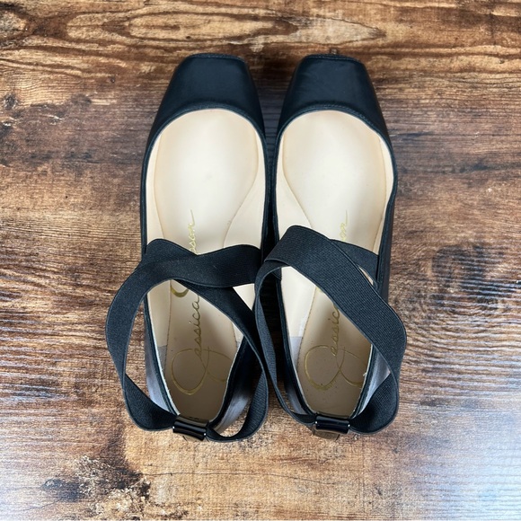 Jessica Simpson Ballet Flat Leather Shoes Stretch Ankle Strap Mandalaye Womens 7 - Picture 5 of 10